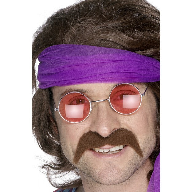 Brown Seventies Moustache Mens 70s Fancy Dress Tash Self Adhesive Fancy Dress