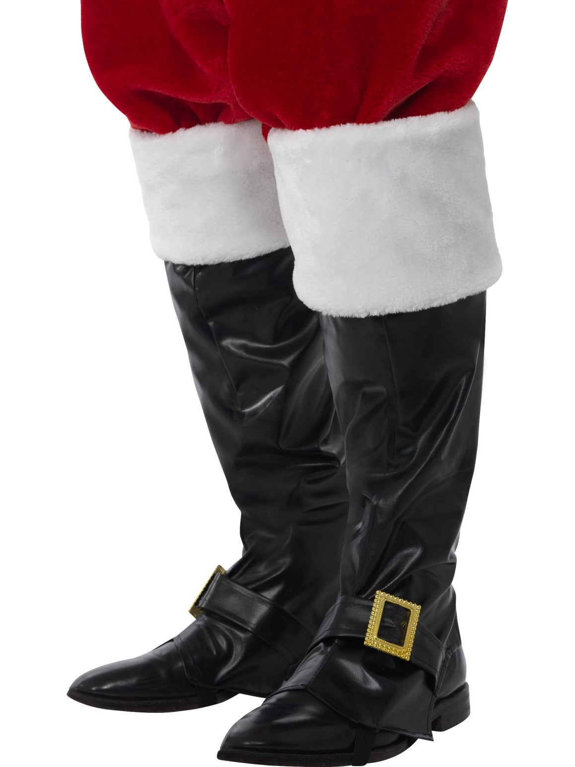 Santa Boot Covers Deluxe Black Fur Tops Christmas Mens Fancy Dress Accessory