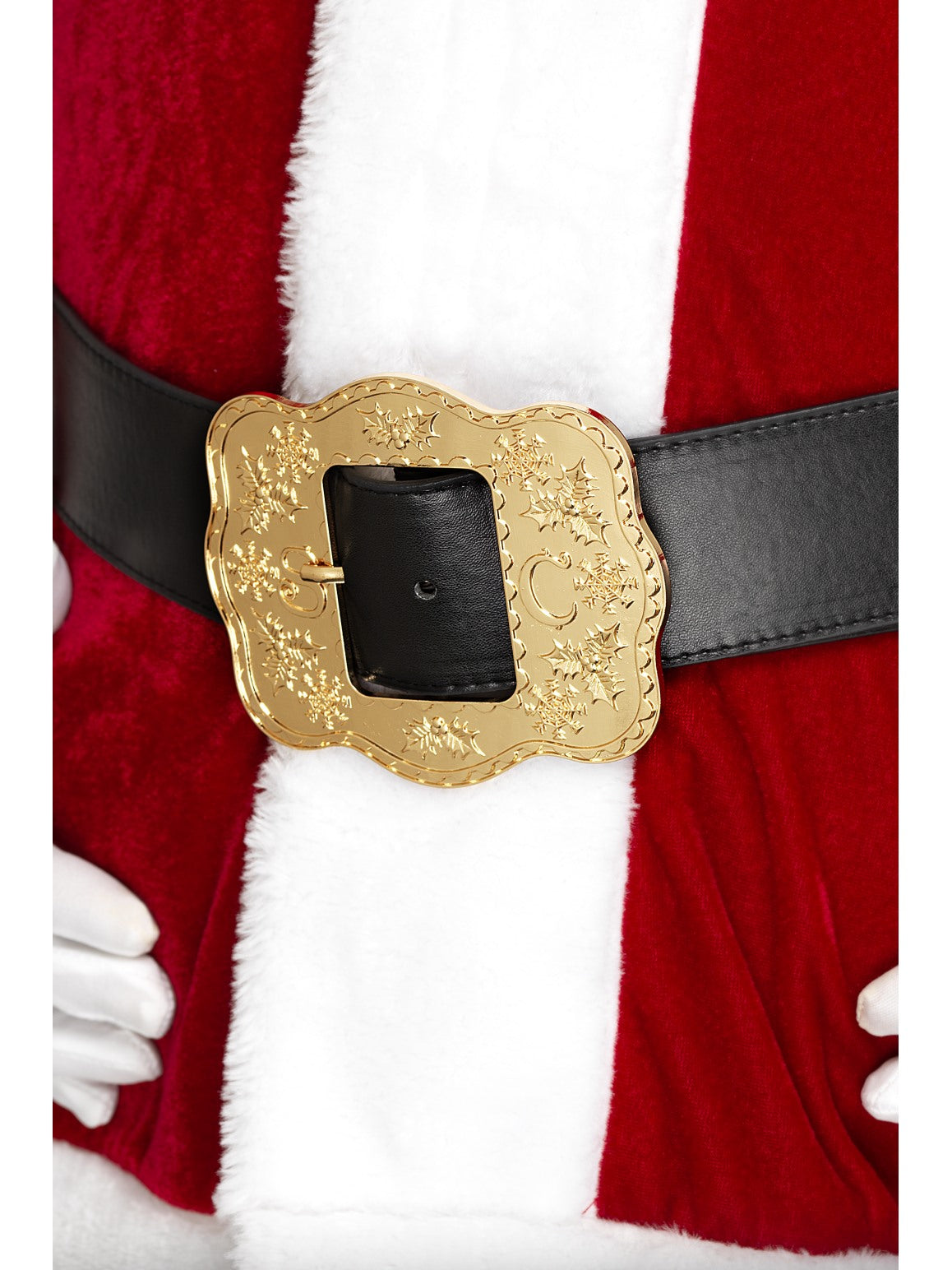 Black Santa Belt Large Ornate Buckle Adults Chrostmas Fancy Dress