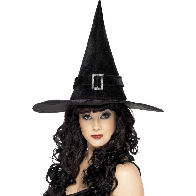Black Witches Hat Ladies Halloween Evil Fancy Dress Accessory