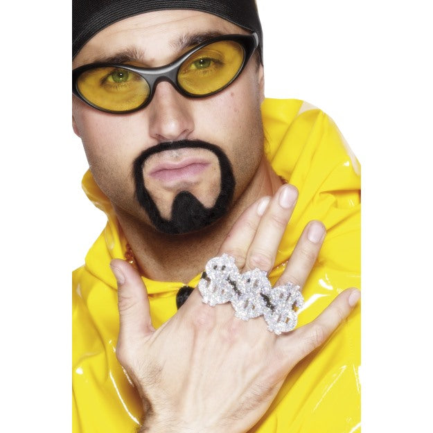 Dollar Rapper Rings 3 Rap King Rings 80s Fancy Dress Accessory