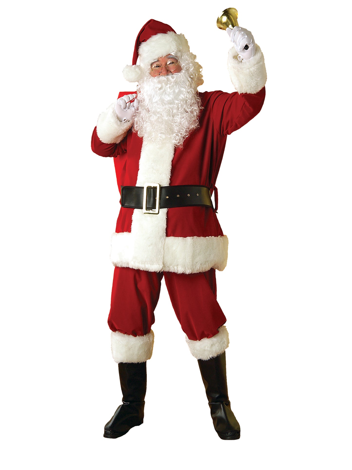 Deluxe Regal Plush Santa Costume 5 Piece Mens Outfit