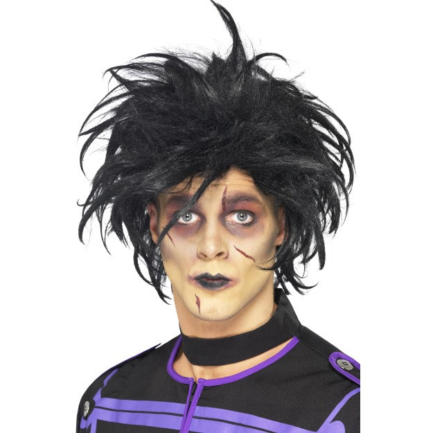 Men's Psycho Wig Edward Scissor Hands Black The Cure Fancy Dress Halloween New