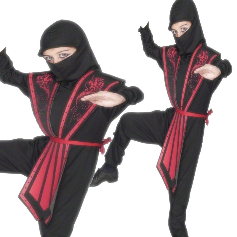 Boys Ninja Costume Martial Arts Ninjas Fighting Fancy Dress Kids Outfit Warrior