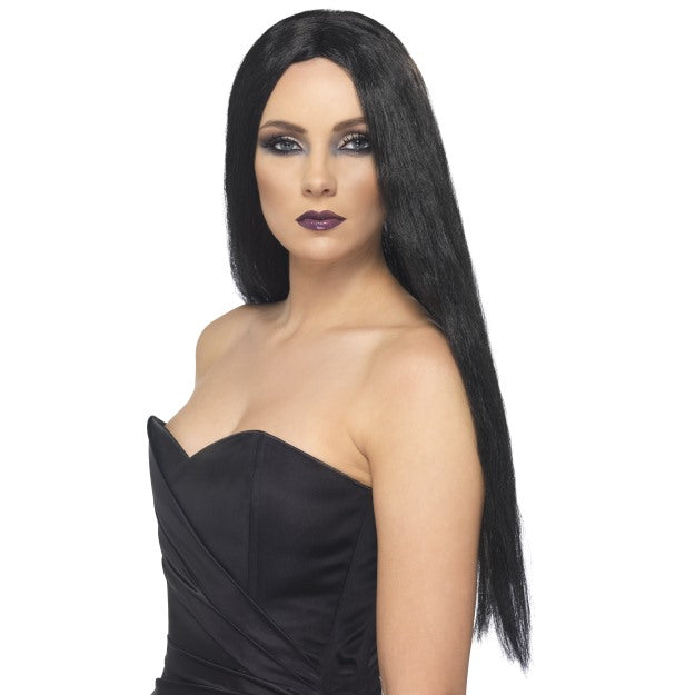 Black Witch Wig Adult Womens Halloween Fancy Dress Witches Accessory New