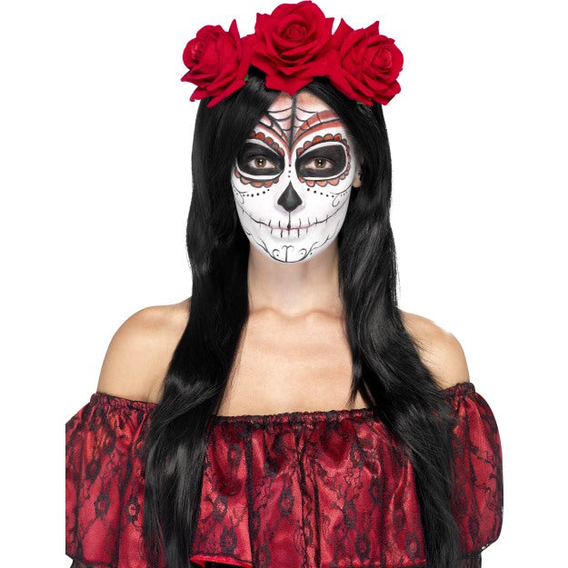 Day of the Dead Headband Adult Womens Fancy Dress Costume Accessory New