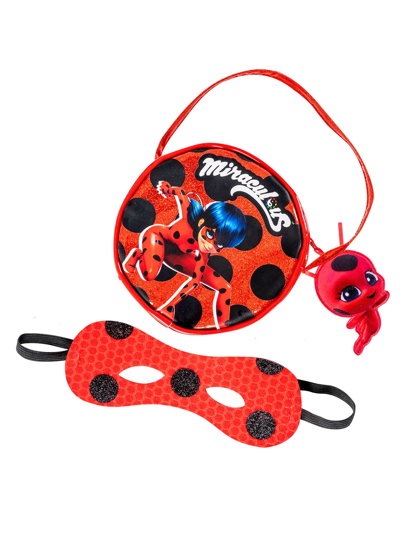 Official Kids Miraculous Ladybug Spotted Mask Bag Costume Accessory Set