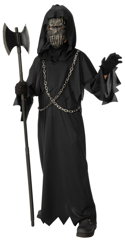 Horror Robe Grim Reaper Scary Screamer Kids Halloween Fancy Dress + Mask