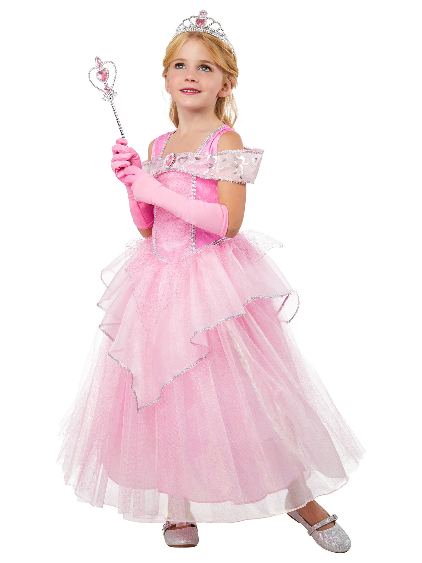 Pink Princess Costume Girls Fiarytale Fancy Dress Fairy Book Day Outfit Kids