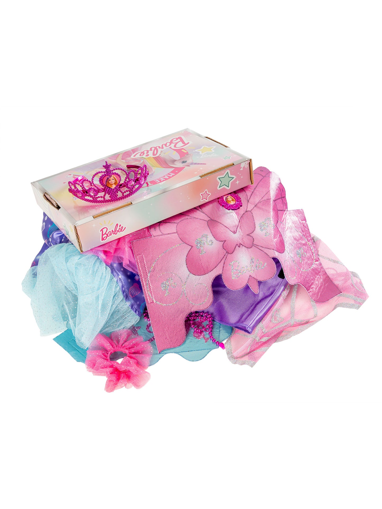 3 x Barbie Costumes + Dress Up Trunk Girls Barbie Fancy Dress Full Kit