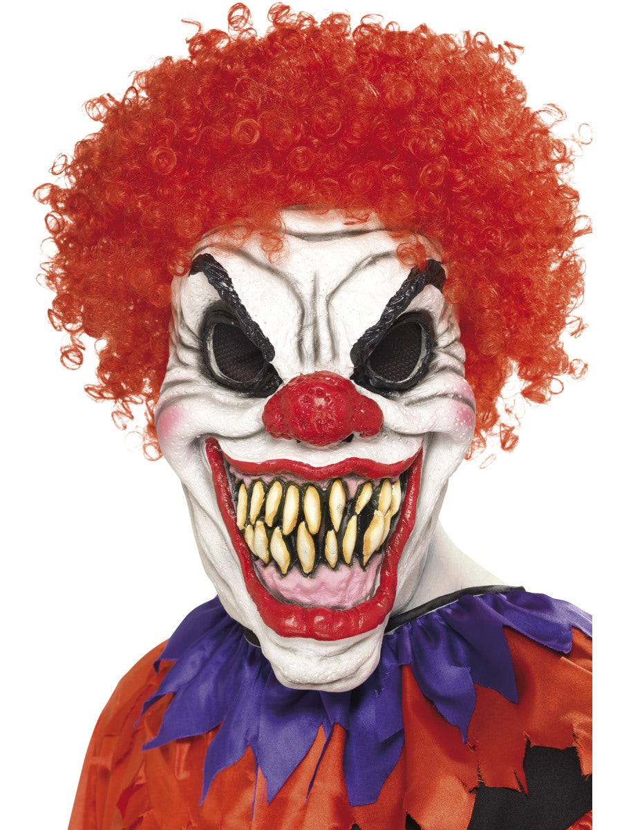 New Adult Scary Clown Mask with Hair Halloween Fancy Dress Accessory