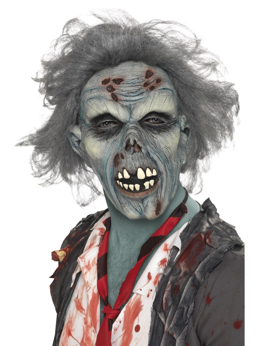 Adult Latex Decaying Zombie Mask + Hair Halloween Fancy Dress Costume