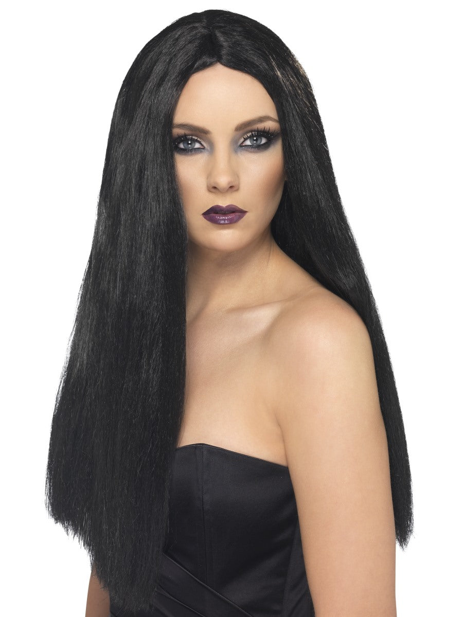 Witches Wig Ladies Long Black Halloween Fancy Dress Wig 60cm Witch