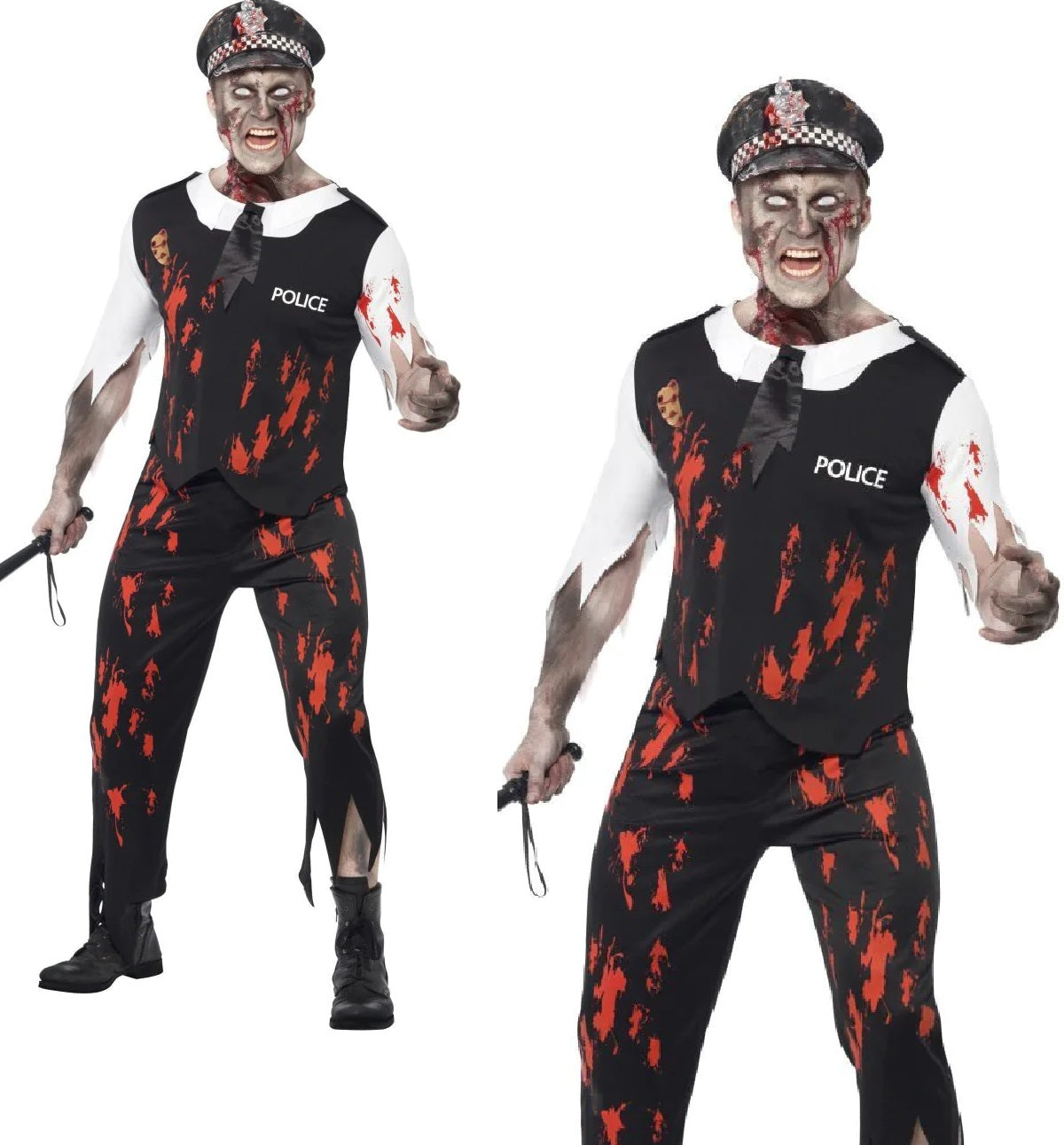 Zombie Policeman Costume Cop Police Man Halloween Adult Mens Fancy Dress Outfit