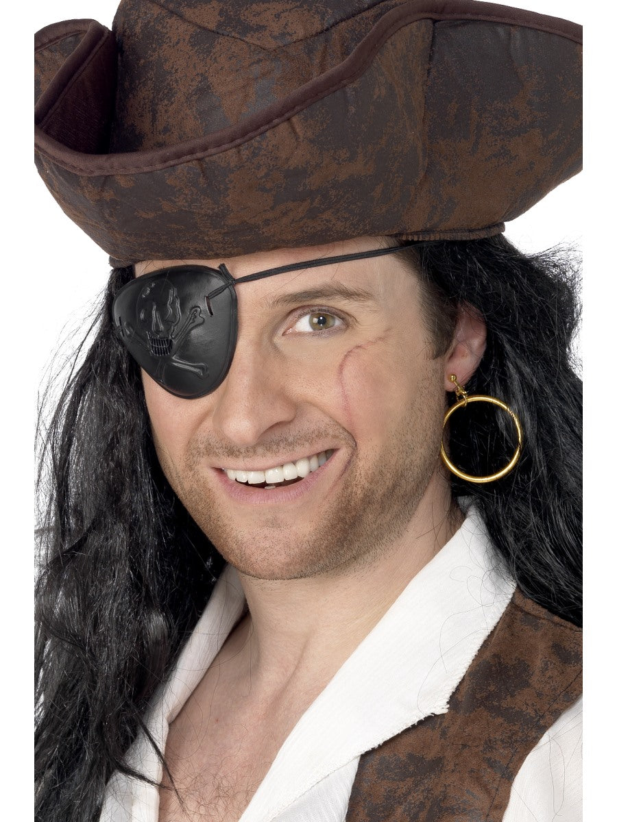 Pirates Eyepatch And Earring Set Mens Ladies Pirate Fancy Dress Accessory