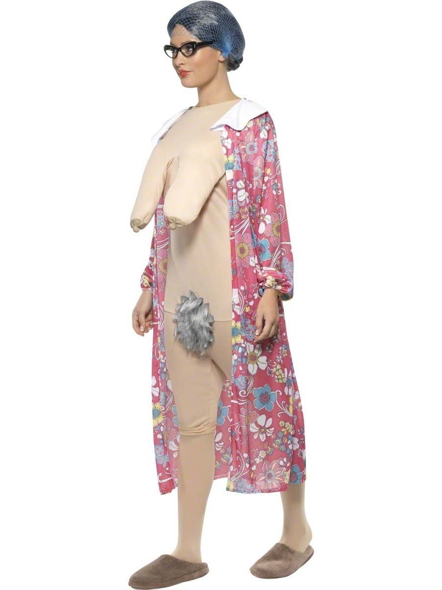 Old Lady Comedy Adult Gravity Granny Stag Fancy Dress Costume Medium