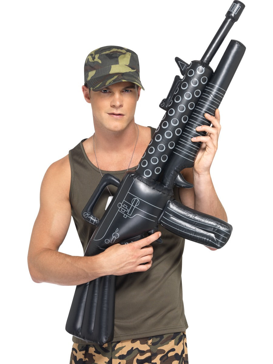 Inflatable Machine Gun Army Soldier Fancy Dress Costume Accessory Toy Rifle