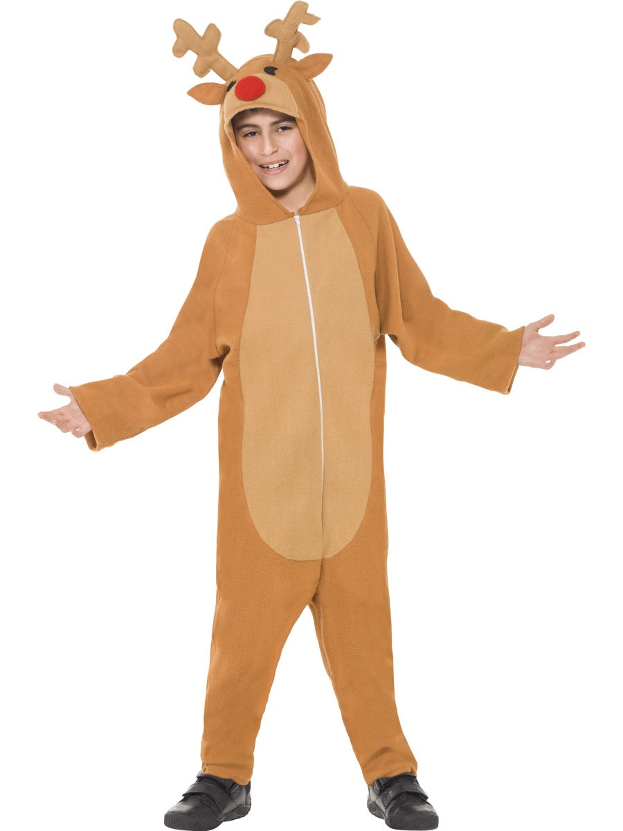 Rudolph Reindeer Costume Kids Christmas Xmas Fancy Dress Outift 4 - 12 Years