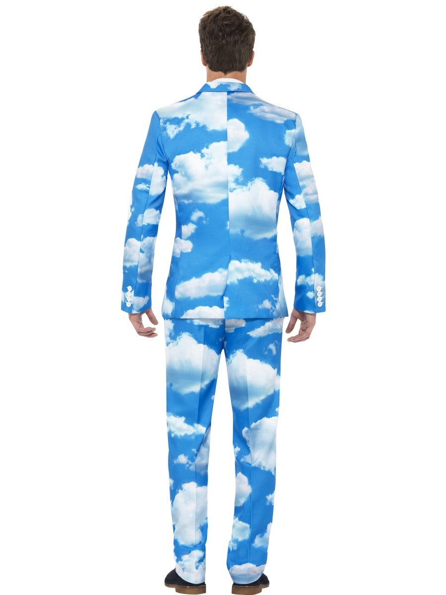 Mens Stand Out Suit Cloud Print Sky High Festival Fancy Dress Costume Outfit M-XL