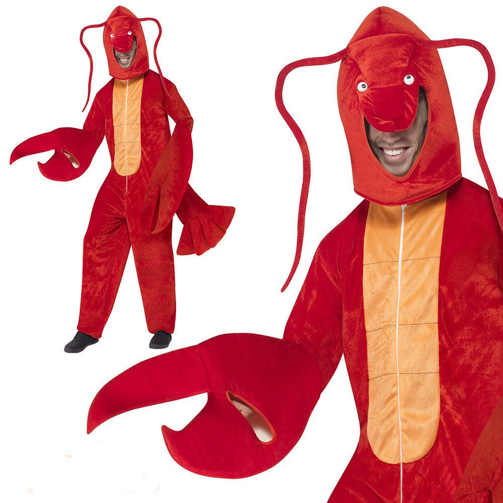 Adult Red Lobster Crab Mens Ladies Fancy Dress Costume One Size Animal