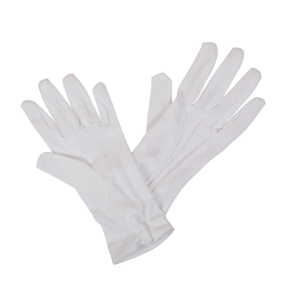 Gents White Gloves Snap Wrist Close