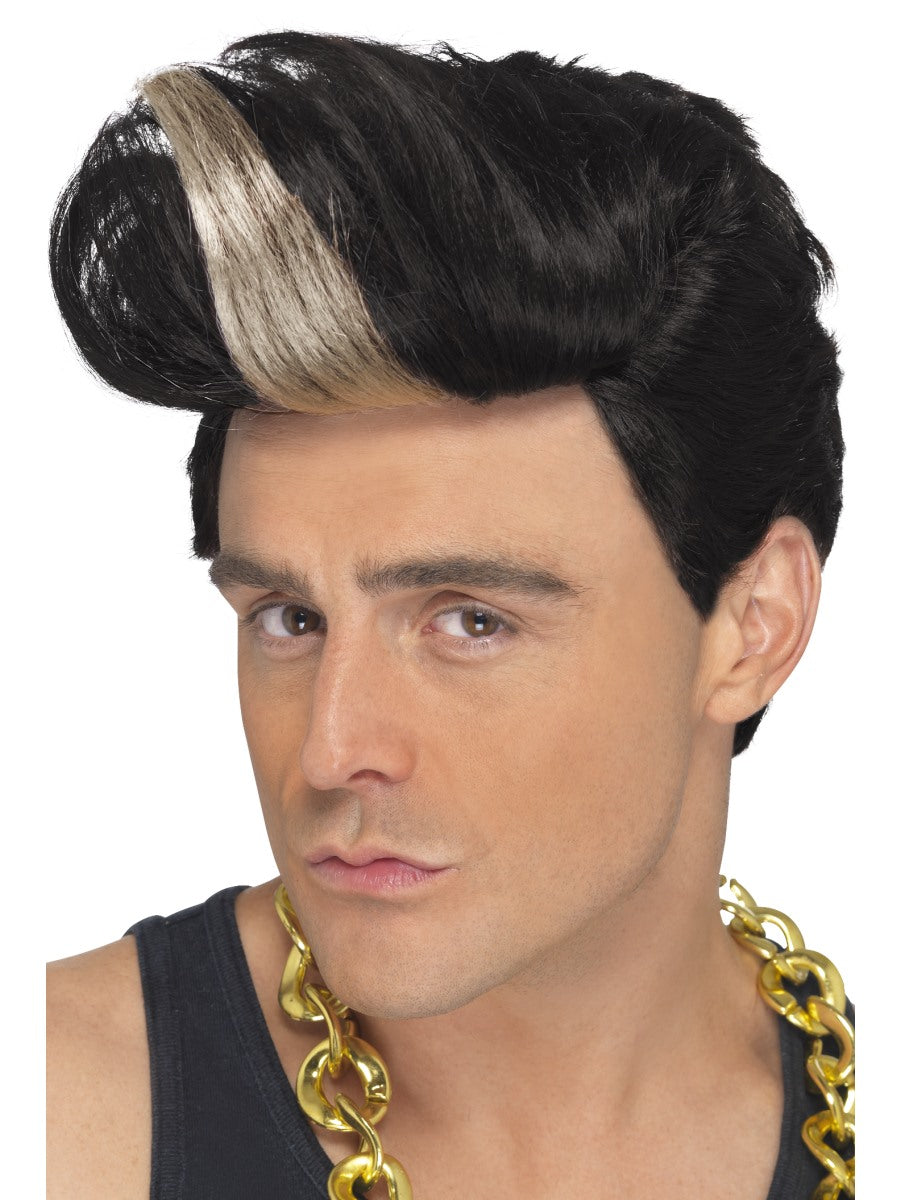 90s 1990s Vanilla Ice Rapper Singer Streaked Wig Adult Mens Fancy Dress Accessory