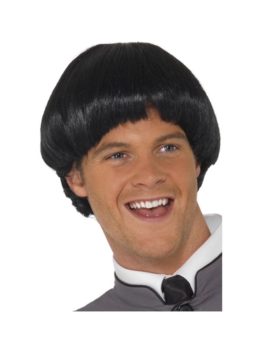 60s Beatles Style Basin Bowl Cut Wig Lennon McCartney 1960's Black Fancy Dress