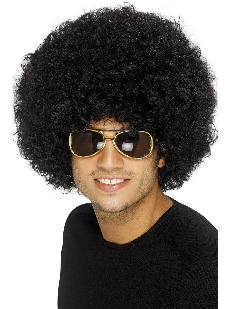Black 70s Afro Wig Large Fro Adults Curly Coedy Fancy Dress Accessory