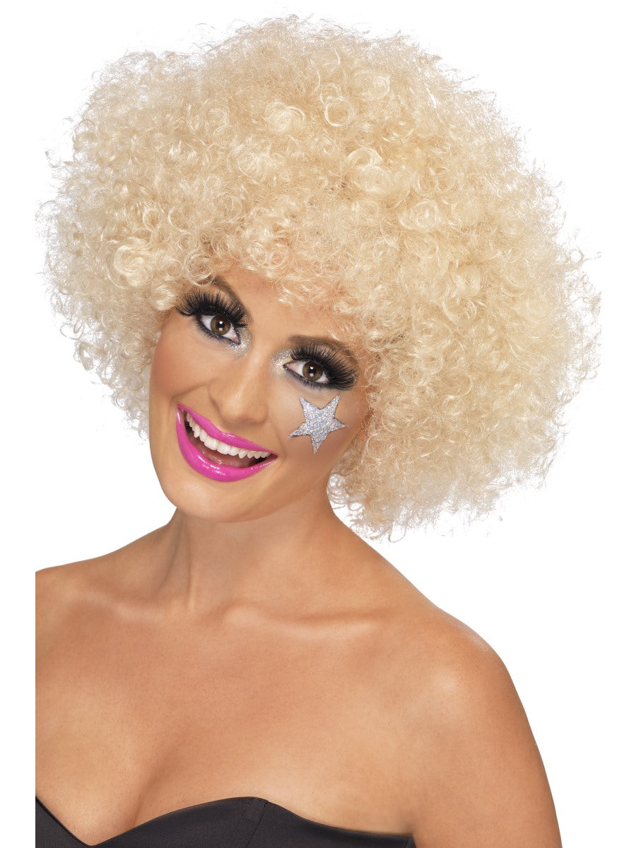 Blonde Huge Funky Afro Wig 70s Fro Fancy Dress Party Accessory
