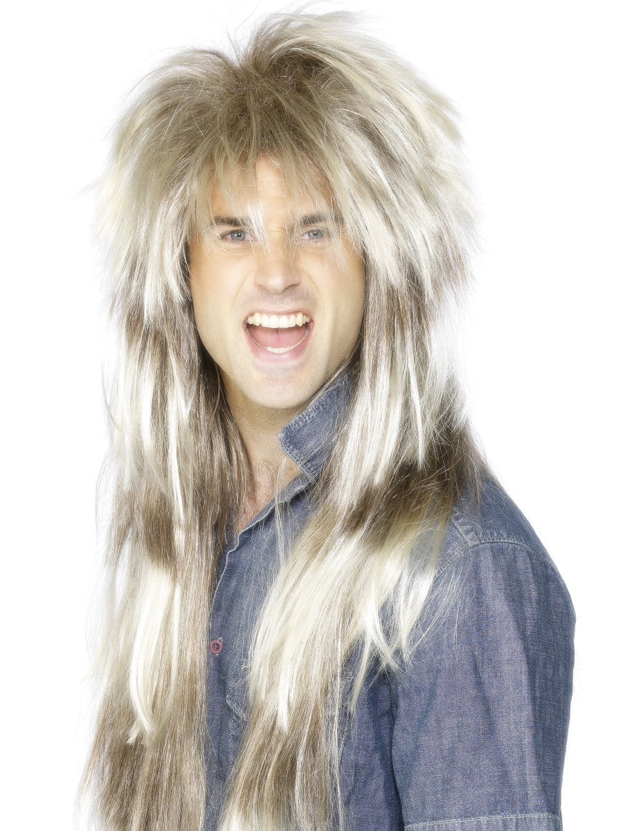 80s Mega Mullet Wig Blonde Pat Sharpe Mens 1980s Fancy Dress Accessory New