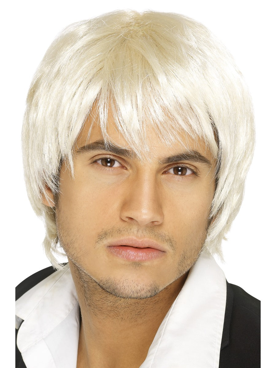 Boy Band Wig Short Blonde Adults Pop Star Celebrity Fancy Dress Accessory
