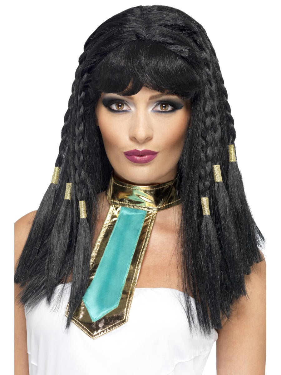 Black Braided Cleopatra Wig Adult Womens Smiffys Fancy Dress Costume Accessory