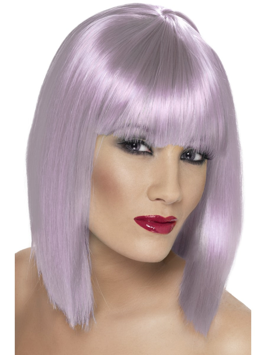Lilac Bob Wig Glam Ladies Short Fancy Dress Costume Accessory