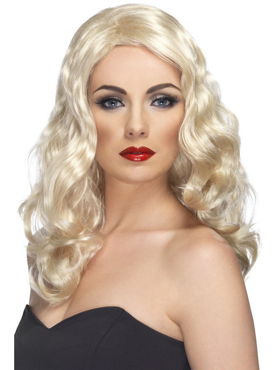 Blonde Curly Long Glamour Wig Ladies Celebrity Fancy Dress Accessory