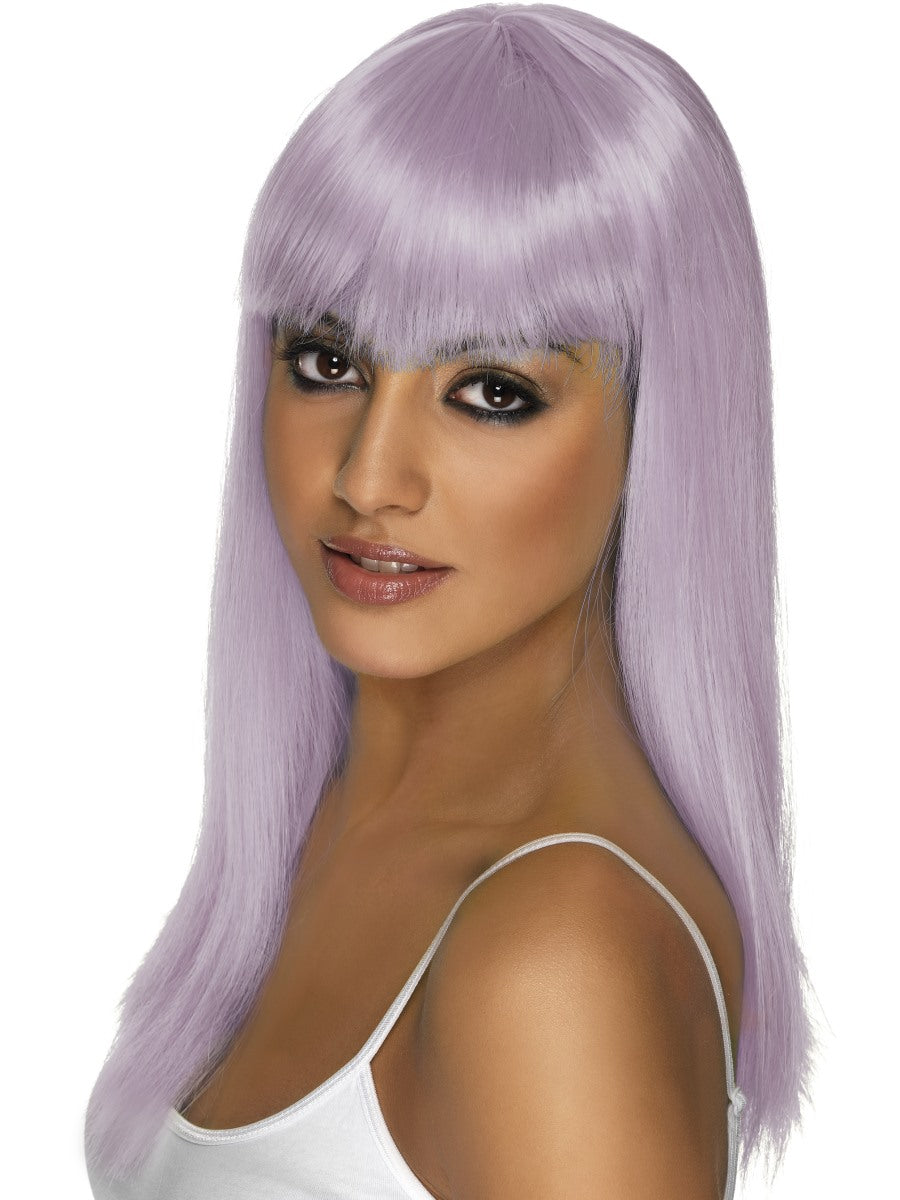 Lilac Long Ladies Wig Straight Glamour Fancy Dress Accessory