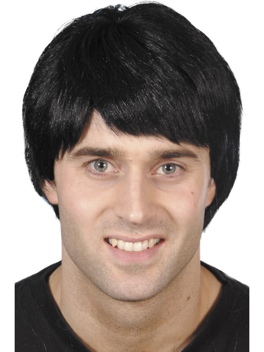 Guy Wig Short Black Mens Wig Fancy Dress Accessory Boy Band 70s 80s