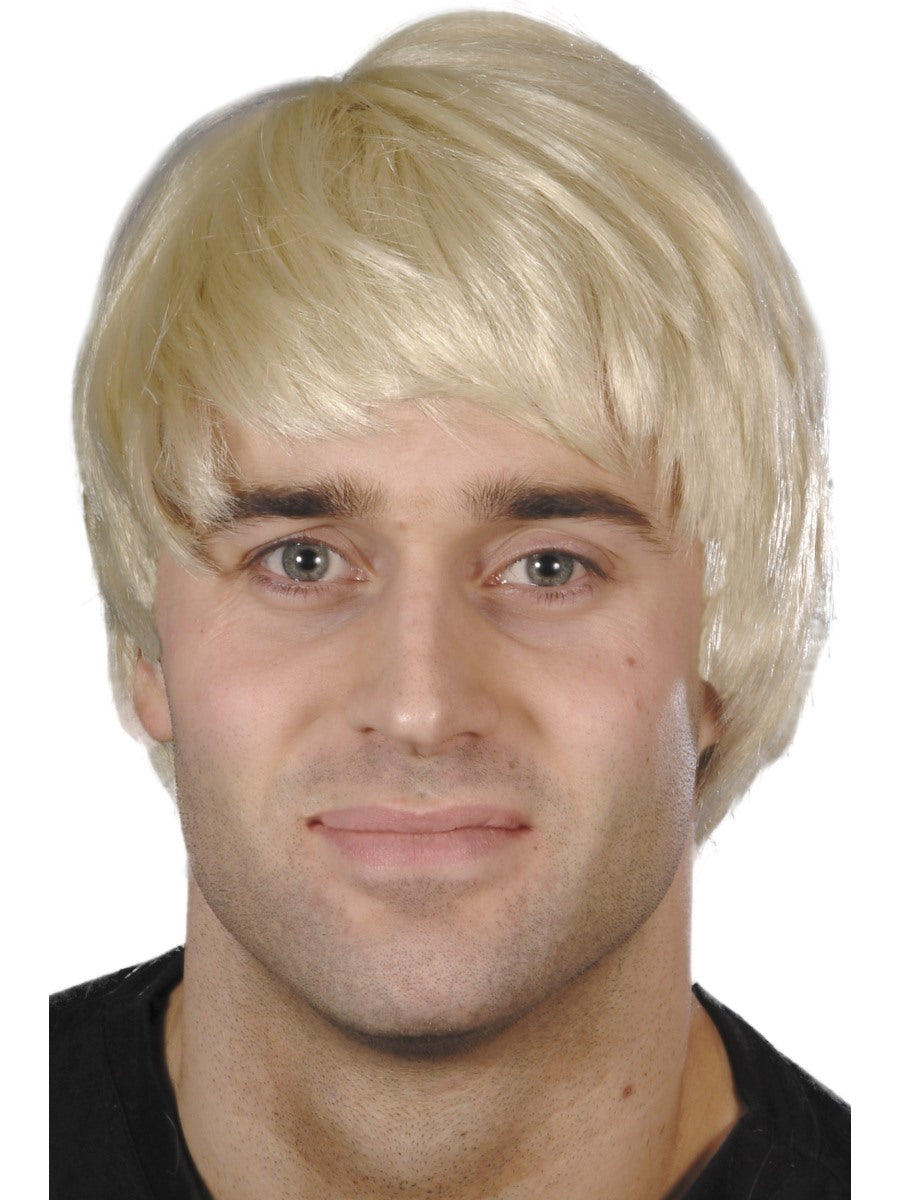 Blonde Short Boy Band Wig Mens Fancy Dress Celebrity Accessory