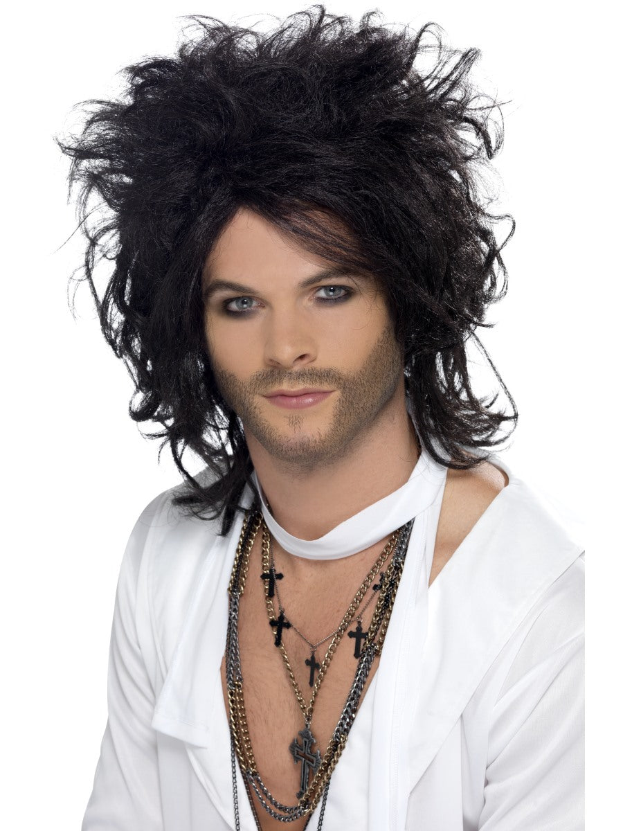 Russel Brand Wig Rock & Roll Black Adult Men's Fancy Dress Costume Accessory