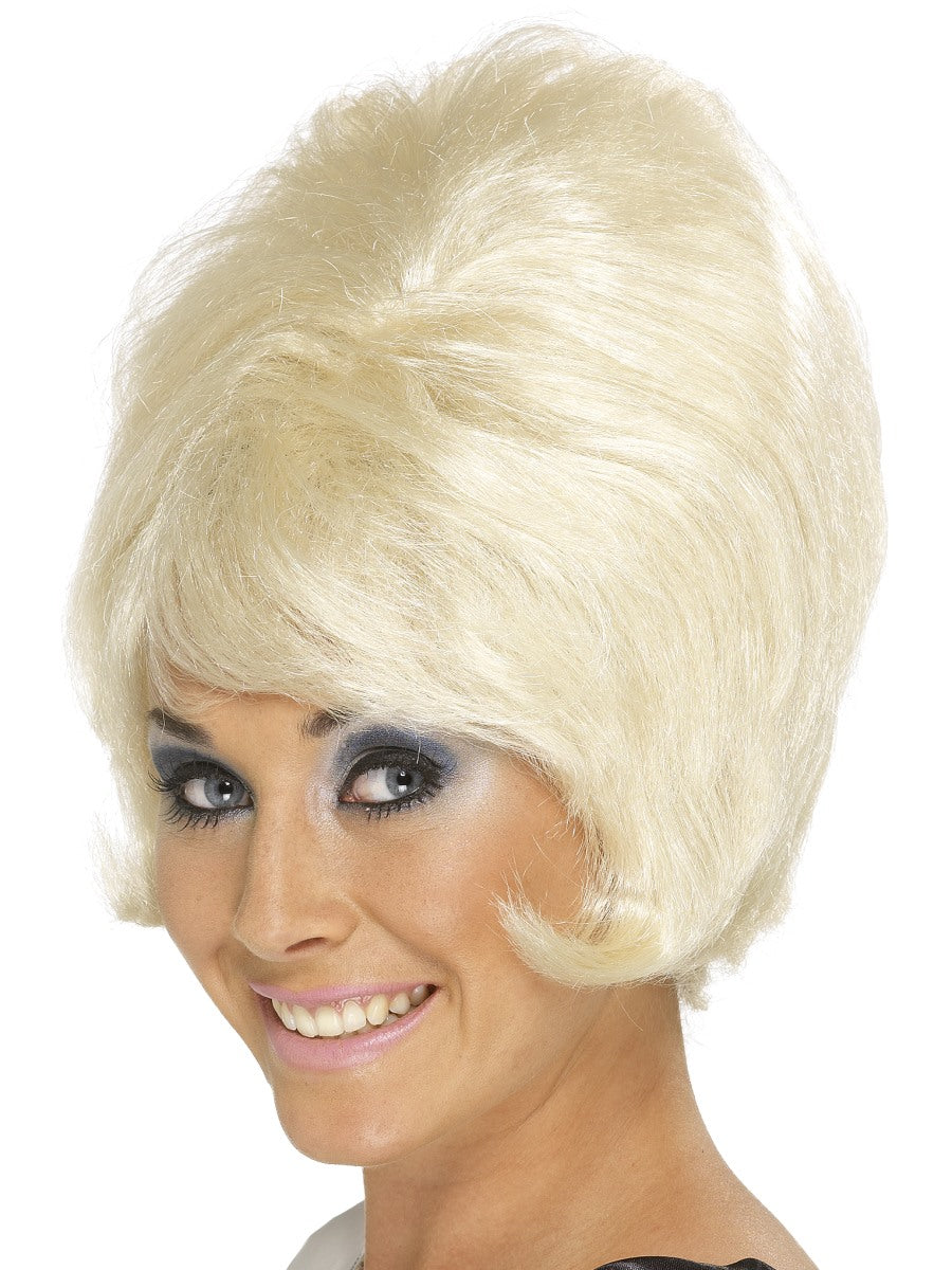 60's Short Blonde Beehive Wig Ladies Cilla Fancy Dress Accessory