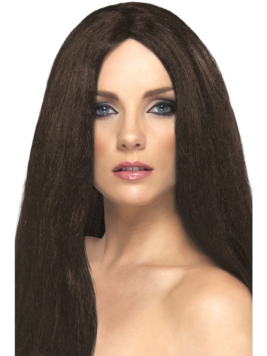 Extra Long Ladies Wig Long Brown Straight Fancy Dress Womens Wig 44cm
