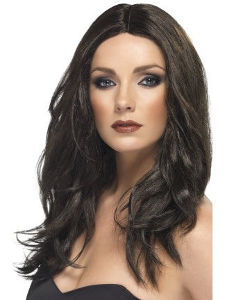 Superstar Fancy Dress Wig Dark Brown Womens Wig Hen Party Ladies New