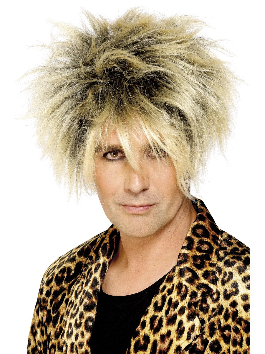 1980s Wild Child Wig Adults Wild Boy Fancy Dress 80s Party Accessory Spikey Blonde