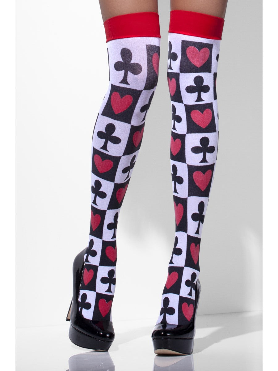 Ladies Poker Card Game Hold Ups Queen Of Cards Fancy Dress Stockings