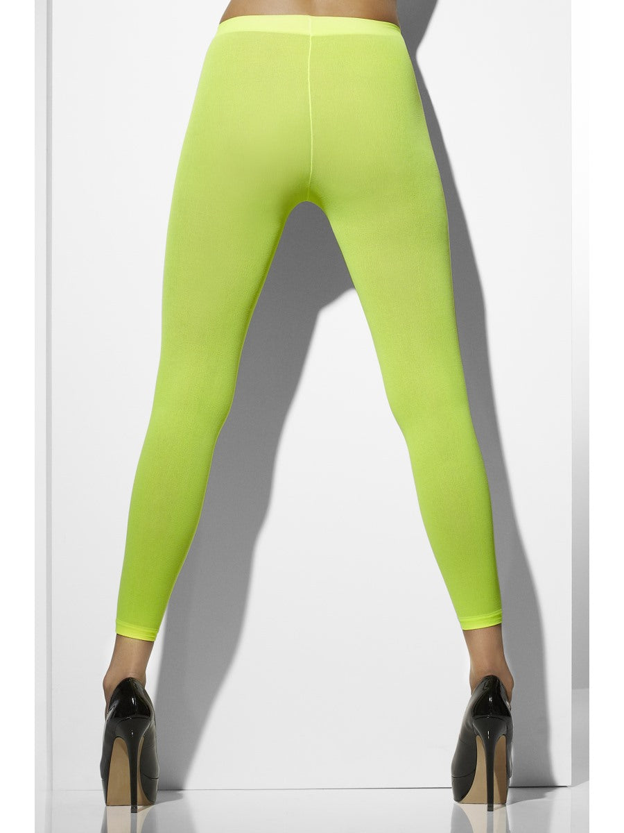 Lime Green Opaque Footless Tights 80s Fancy Dress Accessory Neon