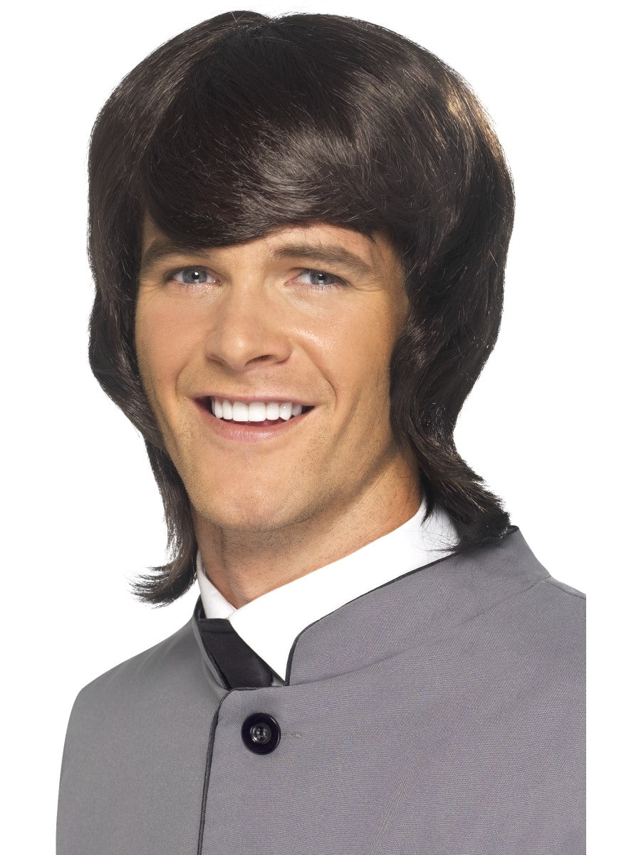 Beatles Wig Brown Mod 60s Mens Fancy Dress Costume Accessory 1960s Adults