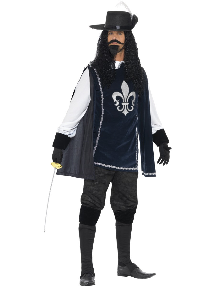 Adult Musketeer Costume Mens Medieval Book Week Day Fancy Dress + Beard