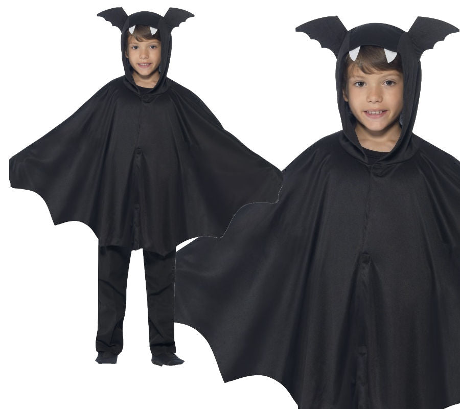 Kids Girls Boys Black Vampire Bat Wings Cape Halloween Fancy Dress Costume New
