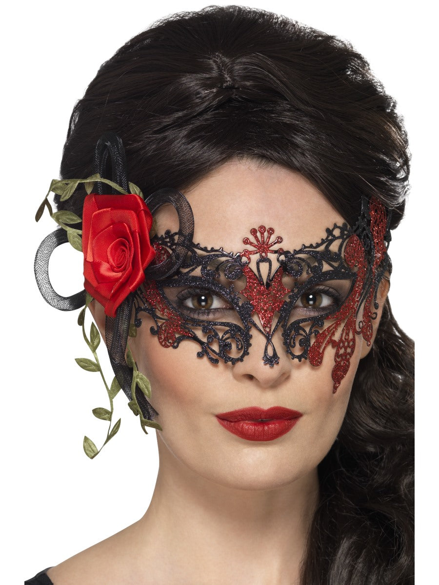 Day of the Dead Metal Filigree Eyemask Ladies Masquerade Fancy Dress Mask