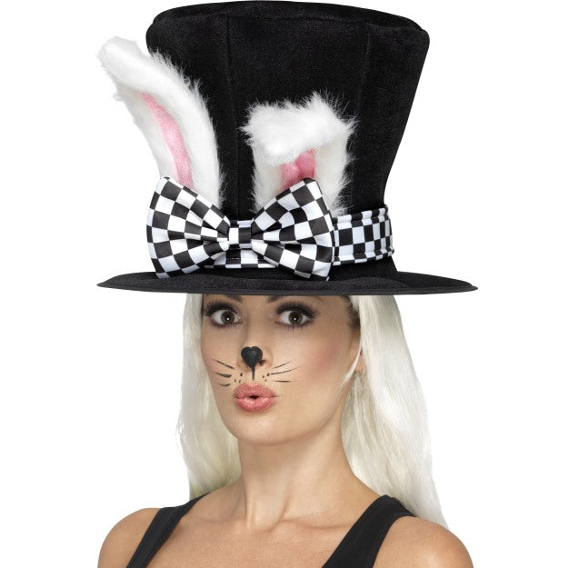 Mad Hatter Tea Party Hat Bunny Rabbit Top Hat Fairytale Adults Fancy Dress