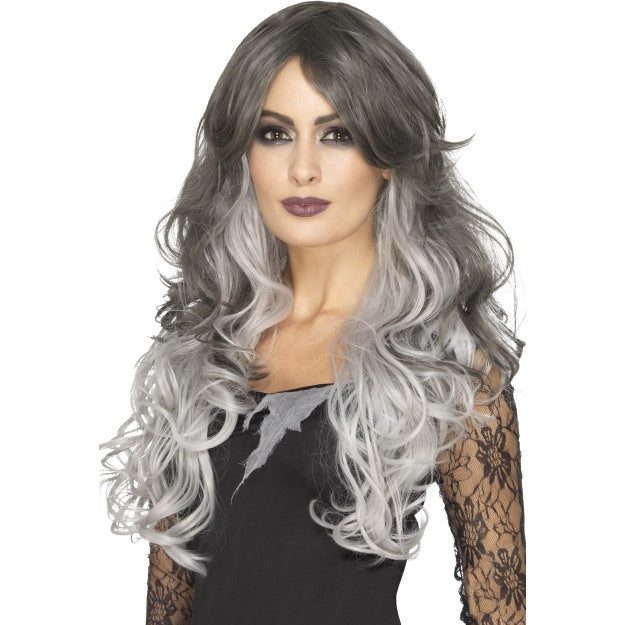 Deluxe Gothic Bride Wig Grey Ombre Styleable Womens Ladies Fancy Dress